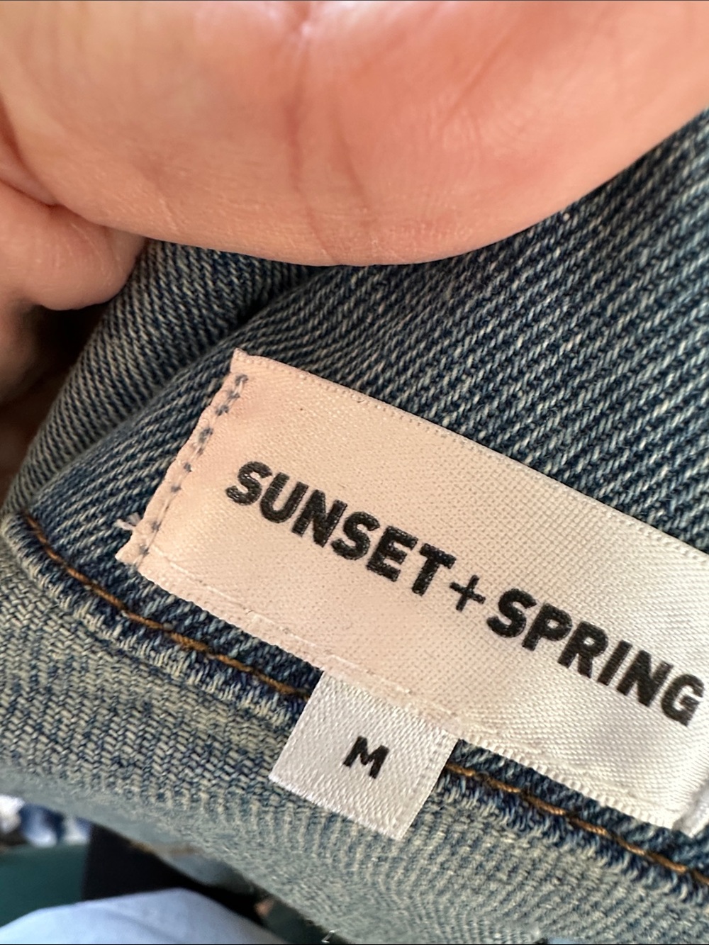 Sunset and Spring Pearl-Embellished Distressed Denim Jacket - Blue - Picture 5 of 5